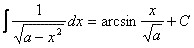 Integral con resultado arcoseno general