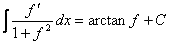 Integral con resultado arcotangente de una función