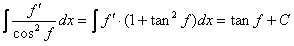 Integral con resultado tangente de una función